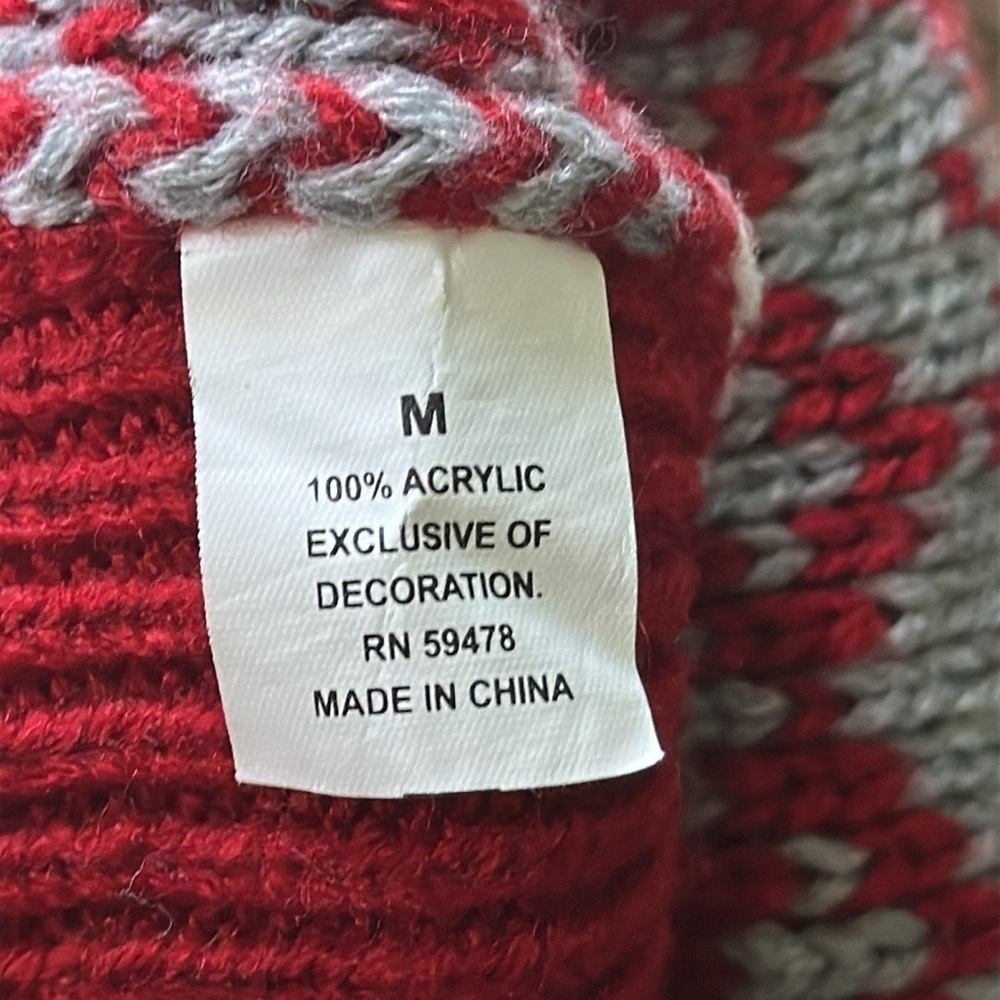 TELLURIDE Red and White Reindeer Knit Dog Sweater Size M - Picture 6 of 6